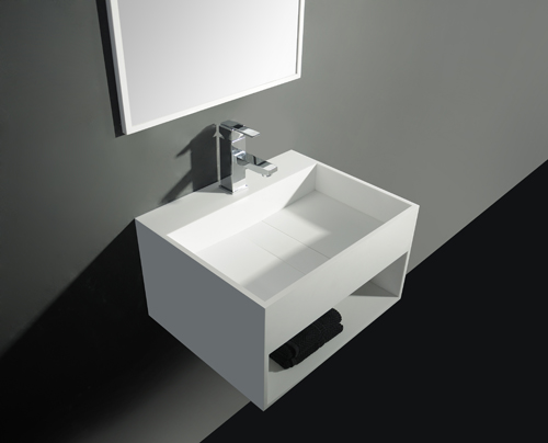 Solid Surface Design Wastafel San Jordi II, B 60 x D 46 x H 30 cm Melkglas Deur Badkamer ~ Solid Surface Design Wastafel San Jordi II, B 60 x D 46 x H 30 cm