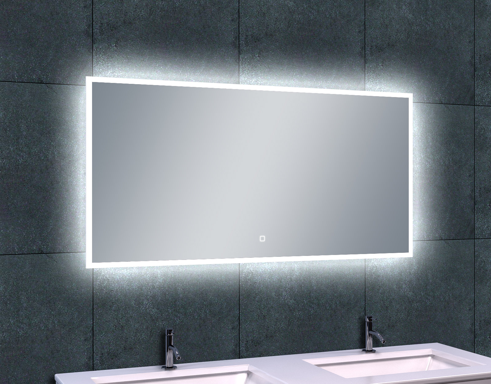 achtergrond Op maat komedie Arcon Badkamerspiegel met LED verlichting B.120 x H.60 cm Dimbaar