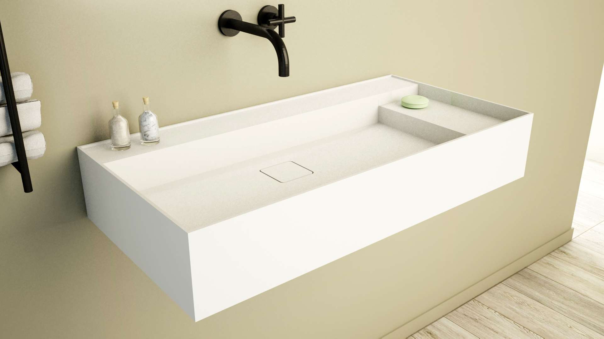 Verschrikkelijk Aanstellen favoriete Solid Surface SolidBliss 90 cm Wastafel in Mat Wit