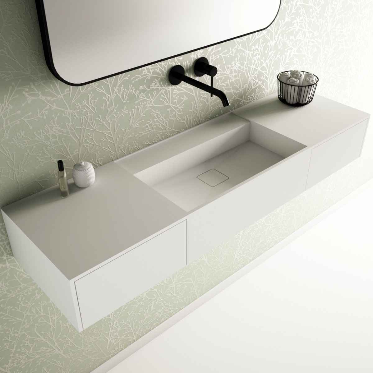 Solid Surface B.140 x D.40 mat wit