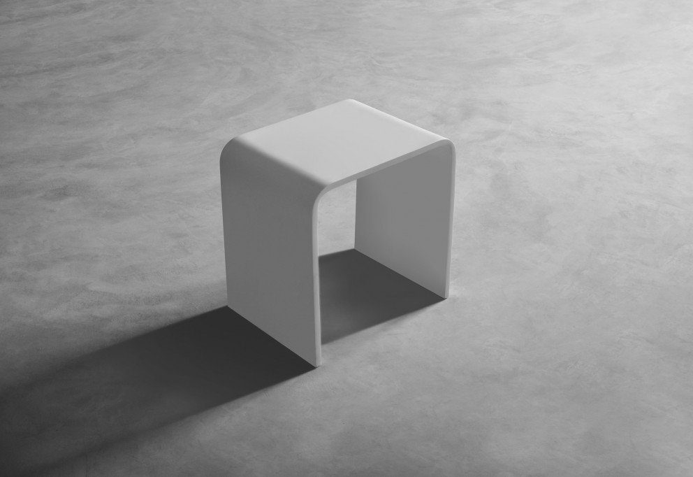 Solid Surface Badkamerkrukje B.40 x D.30 x H.43 cm in mat wit Solid Surface Badkamerkrukje B.40 x D.30 x H.43 cm in mat wit
